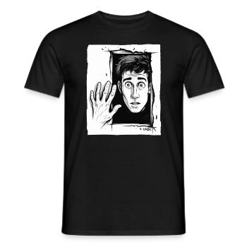 Abstrakt surrealistischer Cartoon Mann - Männer T-Shirt - Schwarz - Vorne - AI Model Male 178 light (178cm)