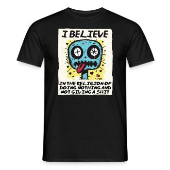 Religiöser Gläubiger im Nichtstun - Männer T-Shirt - Schwarz - Vorne - AI Model Male 178 light (178cm)