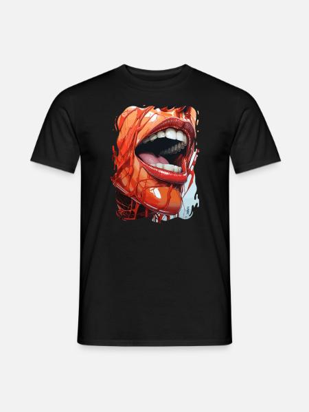 Contemporary Cartoon Lips - Men's T-Shirt - black