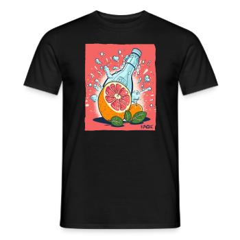 Orange lemonade in the bottle, so fresh! - Men's T-Shirt - black - Front - AI Model Male 178 light (178cm)