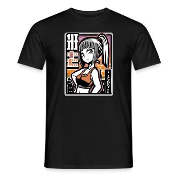 Anime Naughty City Girl - Men's T-Shirt - black - Front - AI Model Male 178 light (178cm)
