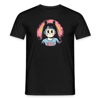 Anime Cartoon The Average Funny Girl - Men's T-Shirt - black - Front - AI Model Male 178 light (178cm)