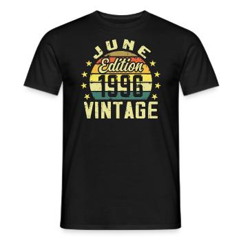 Juin 1996 Juin Cadeau Anniversaire June 1996 Rétro - T-shirt homme - noir - Devant - AI Model Male 178 light (178cm)