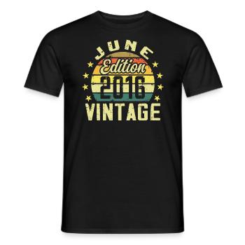 June 2016 June Retro Birthday Gift June 2016 - Men's T-Shirt - black - Front - AI Model Male 178 light (178cm)