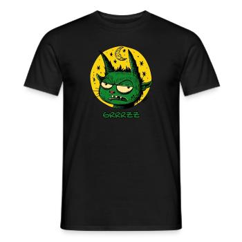 A Green Sleeping Leprechaun with Moon and Stars - Men's T-Shirt - black - Front - AI Model Male 178 light (178cm)