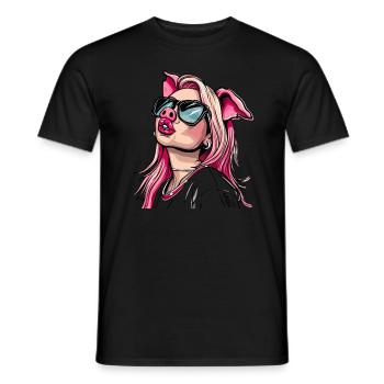 Superstar et influenceuse cool cochon girl - T-shirt homme - noir - Devant - AI Model Male 178 light (178cm)