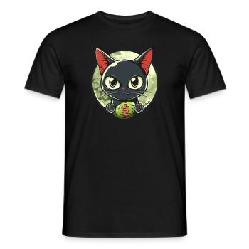 Cute Funny Happy Japanese Cat - Men's T-Shirt - black - Front - AI Model Male 178 light (178cm)