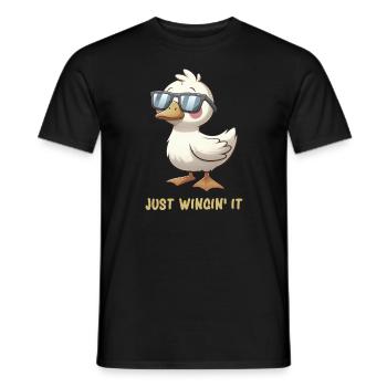 Goose - Funny Goose - Silly Goose - Cute Goose - Männer T-Shirt - Schwarz - Vorne - AI Model Male 178 light (178cm)