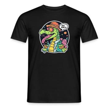 Alligator drôle aimant le jus - T-shirt homme - noir - Devant - AI Model Male 178 light (178cm)