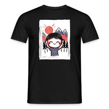 Funny, happy child in nature - Men's T-Shirt - black - Front - AI Model Male 178 light (178cm)