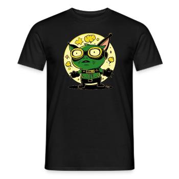 Héros d’action de dessin animé vert drôle : Regardez ici - T-shirt homme - noir - Devant - AI Model Male 178 light (178cm)