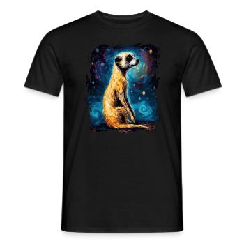 The sky is starry and a meerkat - Men's T-Shirt - black - Front - AI Model Male 178 light (178cm)