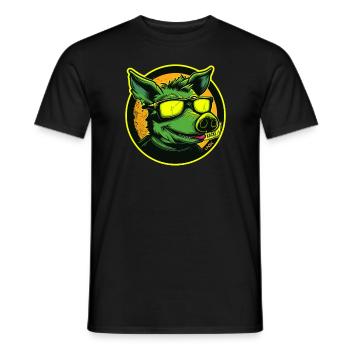 Green Cool Pig: All Poop - Men's T-Shirt - black - Front - AI Model Male 178 light (178cm)