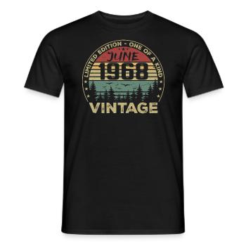 Cadeau Juin 1968 Anniversaire Juin 1968 Juin 1968 - T-shirt homme - noir - Devant - AI Model Male 178 light (178cm)