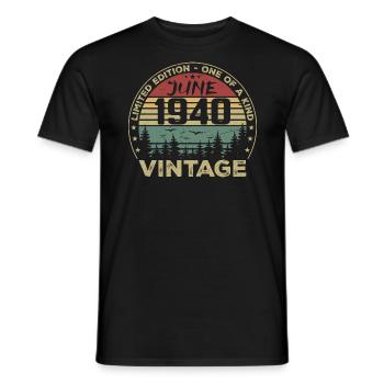 Cadeau Juin 1940 Anniversaire Juin 1940 Juin 1940 - T-shirt homme - noir - Devant - AI Model Male 178 light (178cm)