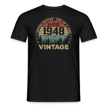 Geschenk Juni 1948 Geburtstag Juni 1948 Juni 1948 - Männer T-Shirt - Schwarz - Vorne - AI Model Male 178 light (178cm)