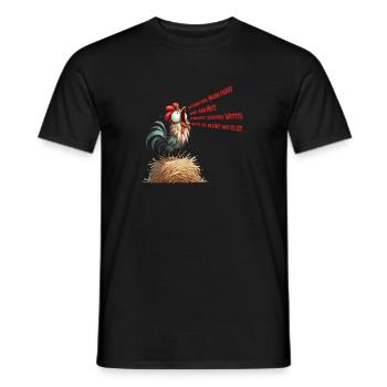 Coq comique chantant sur une botte de paille - T-shirt homme - noir - Devant - AI Model Male 178 light (178cm)