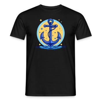 Blauer Schiffsanker, Symbol Schiff Anker - Männer T-Shirt - Schwarz - Vorne - AI Model Male 178 light (178cm)