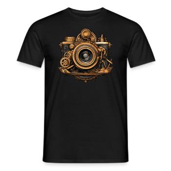 Steampunk Camera - Men's T-Shirt - black - Front - AI Model Male 178 light (178cm)