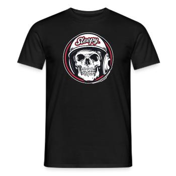 Crâne endormi crâne avec casque - T-shirt homme - noir - Devant - AI Model Male 178 light (178cm)