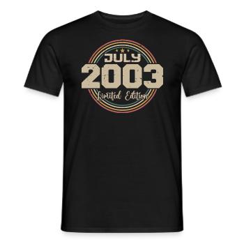 2003 Anniversaire Juillet 2003 Cadeau Juillet 2003 - T-shirt homme - noir - Devant - AI Model Male 178 light (178cm)
