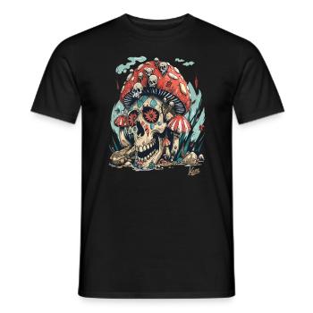 Forest of Horrible Skull Skull Mushrooms - Men's T-Shirt - black - Front - AI Model Male 178 light (178cm)