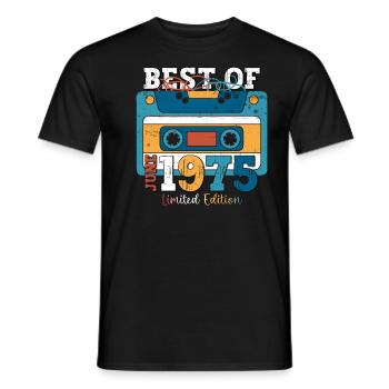 Cassette June 1975 Vintage 1975 Birthday 1975 - Men's T-Shirt - black - Front - AI Model Male 178 light (178cm)