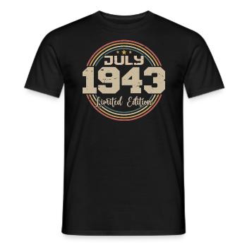 1943 Birthday July 1943 Gift July 1943 - Men's T-Shirt - black - Front - AI Model Male 178 light (178cm)