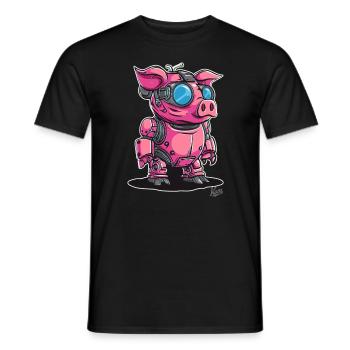 Cyber-Cyborg-Roboter-Schwein - Männer T-Shirt - Schwarz - Vorne - AI Model Male 178 light (178cm)