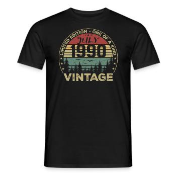 Cadeau D'anniversaire Juillet 1990 Vintage 1990 - T-shirt homme - noir - Devant - AI Model Male 178 light (178cm)