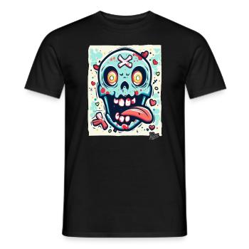Crazy, Funny, Crazy-Colorful Skull - Men's T-Shirt - black - Front - AI Model Male 178 light (178cm)