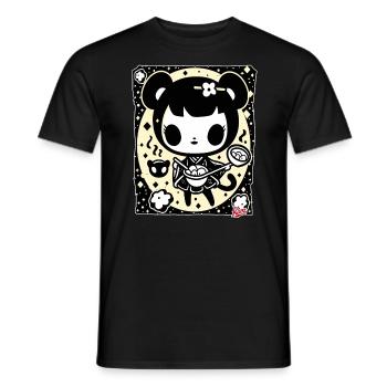 Crazy vintage cartoon girl cooking ramen - Men's T-Shirt - black - Front - AI Model Male 178 light (178cm)