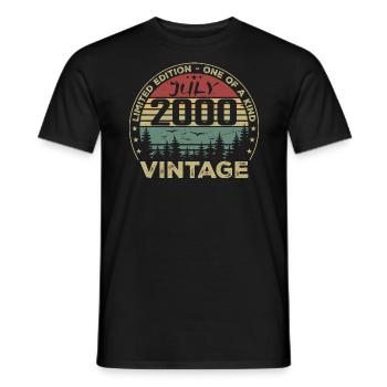 July 2000 Birthday Gift Vintage 2000 - Men's T-Shirt - black - Front - AI Model Male 178 light (178cm)