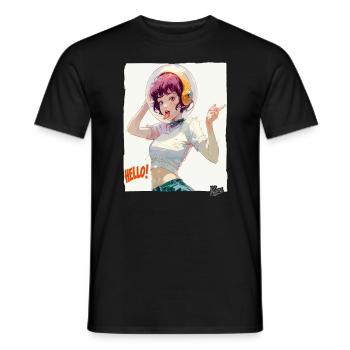 Drôle d’astronaute dit bonjour - T-shirt homme - noir - Devant - AI Model Male 178 light (178cm)