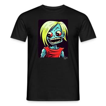 Dessin animé crâne Zombie Spinner - T-shirt homme - noir - Devant - AI Model Male 178 light (178cm)