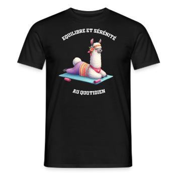 Lama Yoga - Equilibre et sérénité au quotidien - T-shirt homme - noir - Devant - AI Model Male 178 light (178cm)