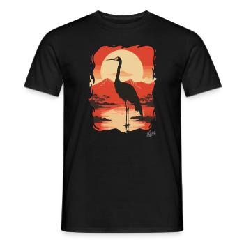 Japanese crane: feather-light fashion - Men's T-Shirt - black - Front - AI Model Male 178 light (178cm)