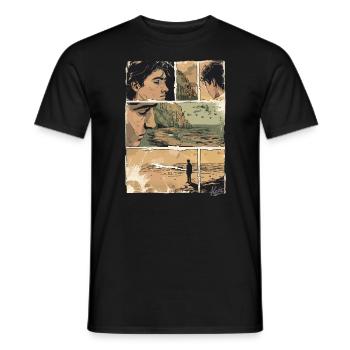 Comic der Einsamkeit am Strand - Männer T-Shirt - Schwarz - Vorne - AI Model Male 178 light (178cm)
