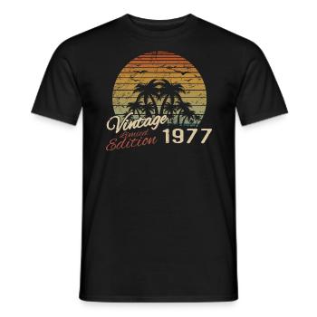 Vintage 1977 Geburtstagsgeschenk 1977 Retro 1977 - Männer T-Shirt - Schwarz - Vorne - AI Model Male 178 light (178cm)