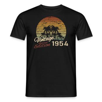 Vintage 1954 Birthday Gift 1954 Retro 1954 - Men's T-Shirt - black - Front - AI Model Male 178 light (178cm)