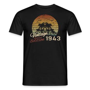 Vintage 1943 Birthday Gift 1943 Retro 1943 - Men's T-Shirt - black - Front - AI Model Male 178 light (178cm)