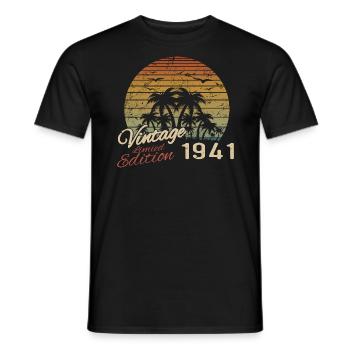 Vintage 1941 Birthday Gift 1941 Retro 1941 - Men's T-Shirt - black - Front - AI Model Male 178 light (178cm)