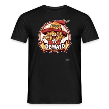 Cinco de Mayo: Mayo and fries with sombrero - Men's T-Shirt - black - Front - AI Model Male 178 light (178cm)
