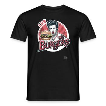 Retro-Werbung, Luv Me Burgers, Ich liebe Burger - Männer T-Shirt - Schwarz - Vorne - AI Model Male 178 light (178cm)