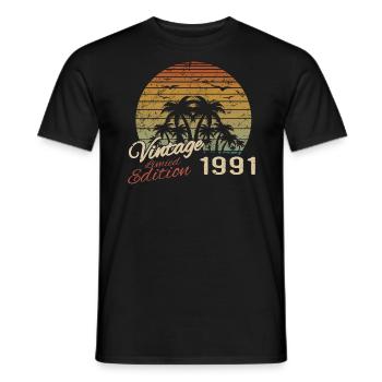 Vintage 1991 Birthday Gift 1991 Retro 1991 - Men's T-Shirt - black - Front - AI Model Male 178 light (178cm)