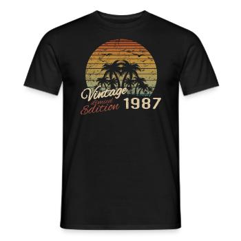 Vintage 1987 Anniversaire Cadeau 1987 Rétro 1987 - T-shirt homme - noir - Devant - AI Model Male 178 light (178cm)