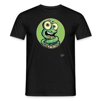 Funny Rookie of the Year: Cartoon Worm - Men's T-Shirt - black - Front - AI Model Male 178 light (178cm)
