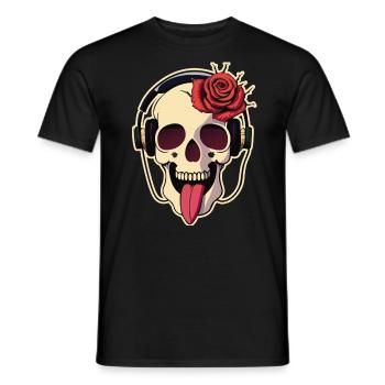 01 Drôle de Crâne Rire Langue Casque Rose - T-shirt homme - noir - Devant - AI Model Male 178 light (178cm)
