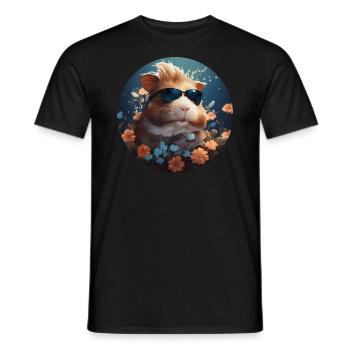 Cochons d’Inde et fleurs - T-shirt homme - noir - Devant - AI Model Male 178 light (178cm)