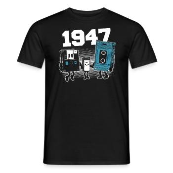 Vintage Born In 1947 Birthday Gift 1947 - Men's T-Shirt - black - Front - AI Model Male 178 light (178cm)
